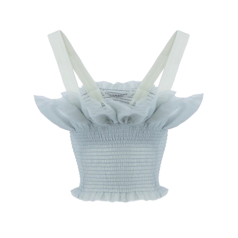 Philosophy Tulle Ruffle Smocked Crop Top - XL - NWT
